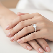Luxury 925 Sterling Silver Solitaire Ring Sparkling CZ Diamond Look